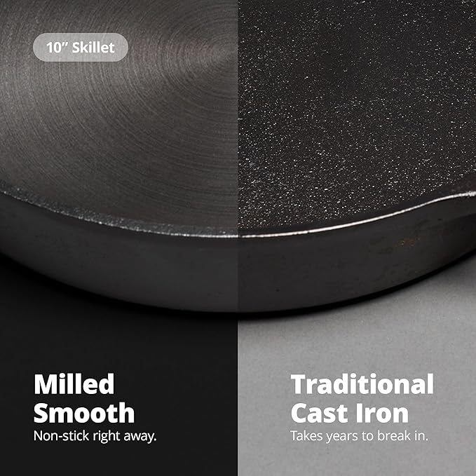 Greater Goods Savvy Ceramic Nonstick Cookware Set (Birch) 10 Piece Kit and 10 inch Cast Iron Skillet