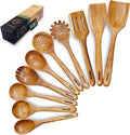 Wooden Spoons for Cooking – 10 Piece Teak Wood Cooking Utensils Set Wooden Spatula &amp Spoon Set for Nonstick Cookware Natural Heat Resistant Kitchen Tools with Gift Box