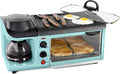 Nostalgia 3-in-1 Breakfast Station - Includes Coffee Maker Non-Stick Griddle and 4-Slice Toaster Oven - Versatile Breakfast Maker with Timer - Aqua