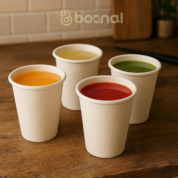 BOSNAL 10 inch &amp 7 inch Round Plates 10 inch Oval Plates 32 oz Bowls &amp 8 oz Cups with Lidss &amp Cutlery – 100% Plant-Based Bagasse Eco-Friendly Compostable Microwave Safe Durable Dinne