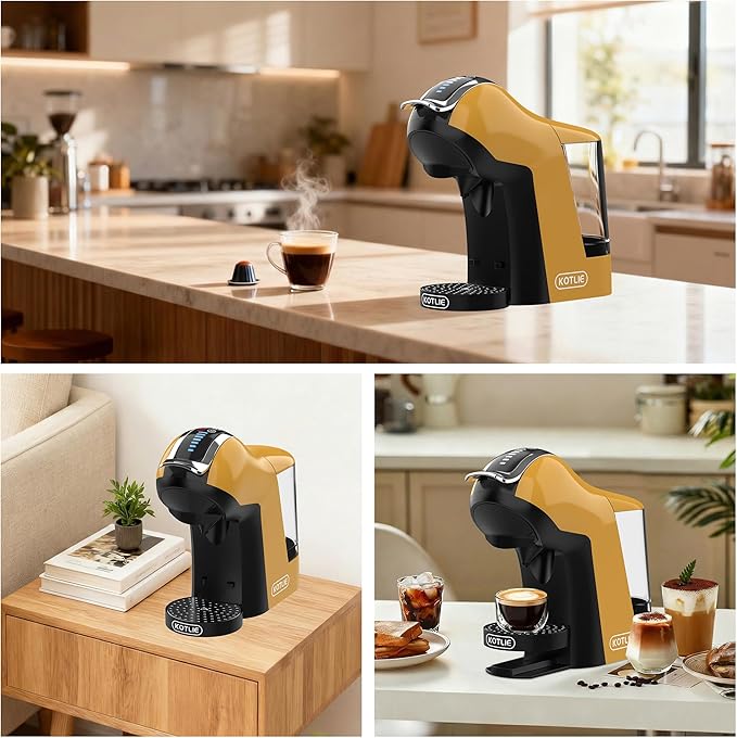 KOTLIE EM-308B Espresso Machine Single Serve Coffee Maker Compatible with Multiple Capsule Types Ground Coffee and ESE Pods 3 Temperatures 7 Water Volume Levels 34 Oz（Yellow）