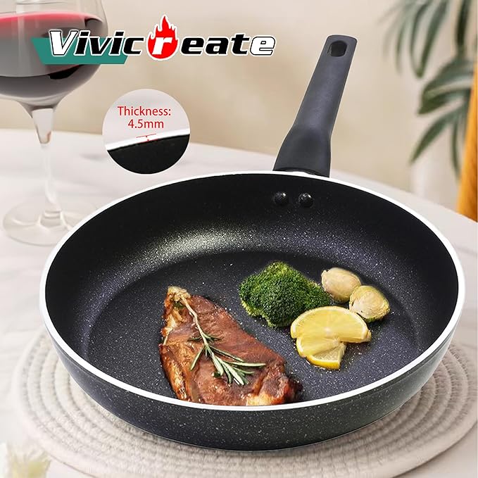 Vivicreate 3 pcs set deep fry pizza pan forge aluminum pan with non stick coating