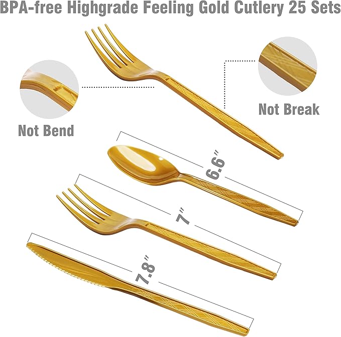 200 pieces of black and gold birthday party supplies disposable happy birthday tableware set gold plastic knives forks spoons straws. Birthday themed tray cup25Guests (black)