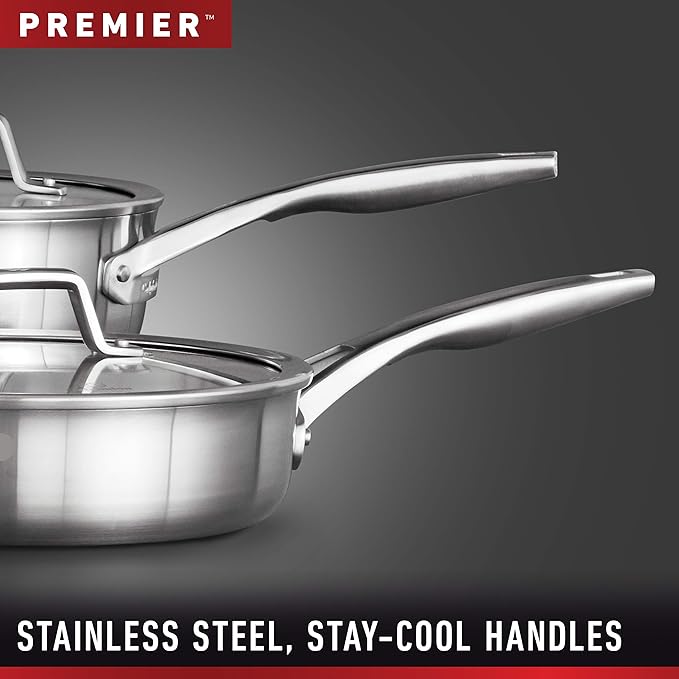 Calphalon 3-Ply Stainless Steel Cookware Set 13 Piece Includes Frying Pans Pots and Pans Set Induction Metal Utensil Safe Oven Safe 500FPFOA Free Silver