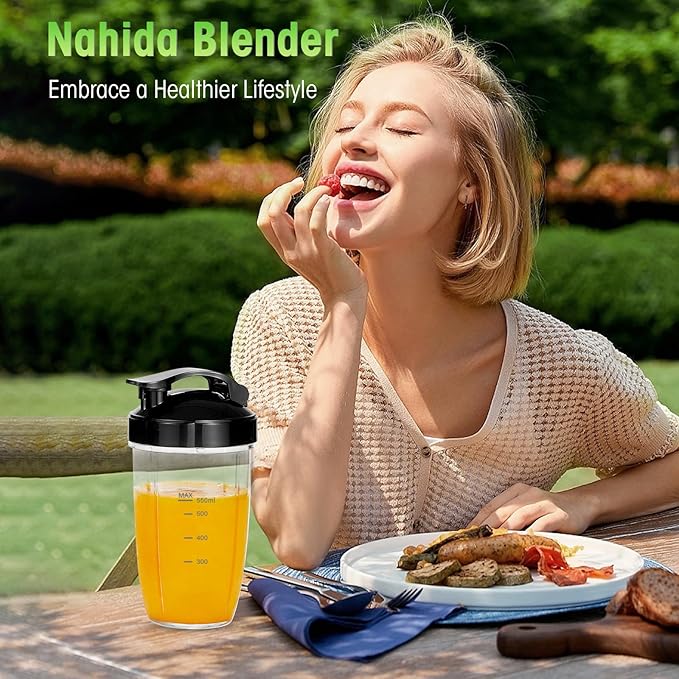 Nahida Blender for Smoothies 1200W Smoothie Blender for Ices Crushing Blenders with (2) 6-Fin Blades Personal Blenders for Kitchen with 23oz 32oz 37oz Easy Go Cups for Juices 1200W Brown