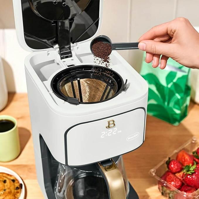 12 Cup Programmable Coffee Maker 24 Hour Auto Brew Touch Display Bold Strength Control Glass Carafe Reusable Filter Auto Shut Off
