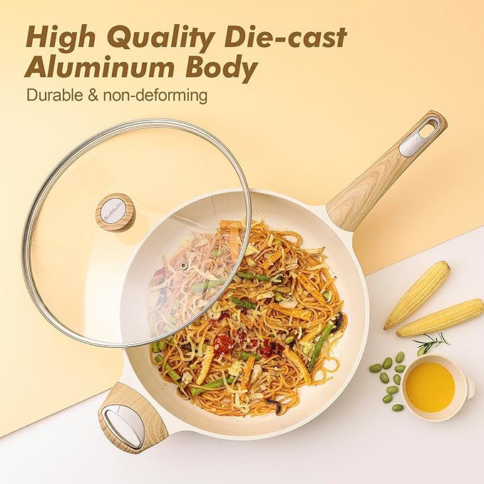 SENSARTE Ceramic Cookware Sets Pots and Pans Set Nonstick 20-Piece Induction Cookware Non-toxic Healthy Non Stick Kitchen Cooking Set with Stay-Cool Handles PFAS PTFE PFOA PFOS Free