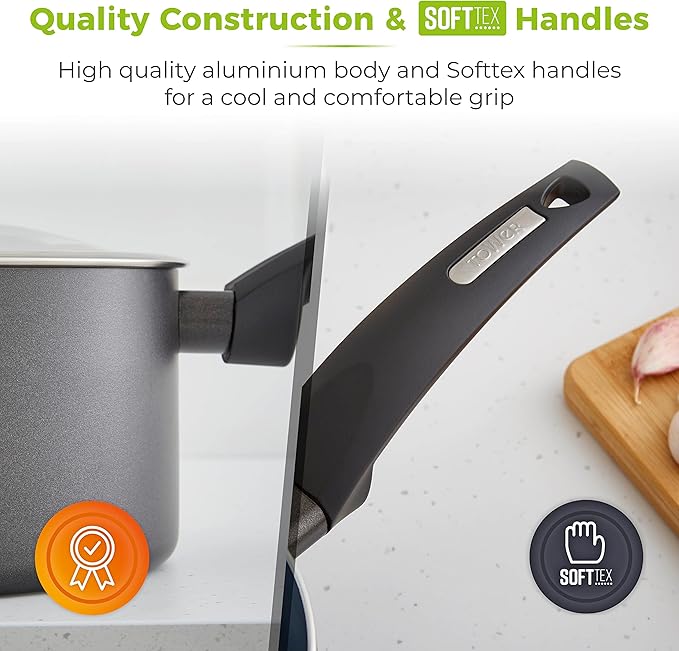 Tower Cerasure Non Stick Saucepans Sets With Lids Stay Cool Handles Graphite 3 Piece Set 16/18/20 cm