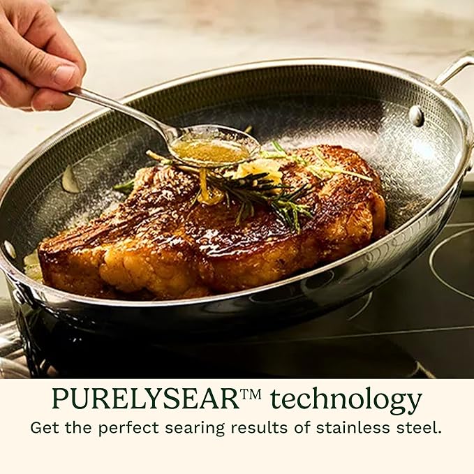 Cuisinart FusionPlus Hybrid Nonstick Stainless Steel Cookware 3.5-Quart Sauté Pan with Cover and Helper PFAS-Free PURELYSEAR Ceramic Technology Scratch Proof Cool Grip Handles Dishwasher Safe