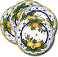 Hand-Painted Italian Ceramic Dinnerware Set - Service for 4 - Vibrant Ischia Lemon Design - Authentic Tuscan Pottery Plates for Everyday Dining &amp Kitchen Decor - Made in Italy
