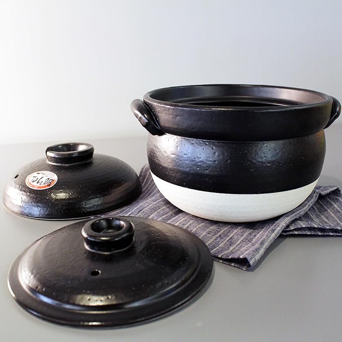 Japanese Donabe Rice Cooker 3 Go with Inner Lid 1900ml Made in Mie Japan