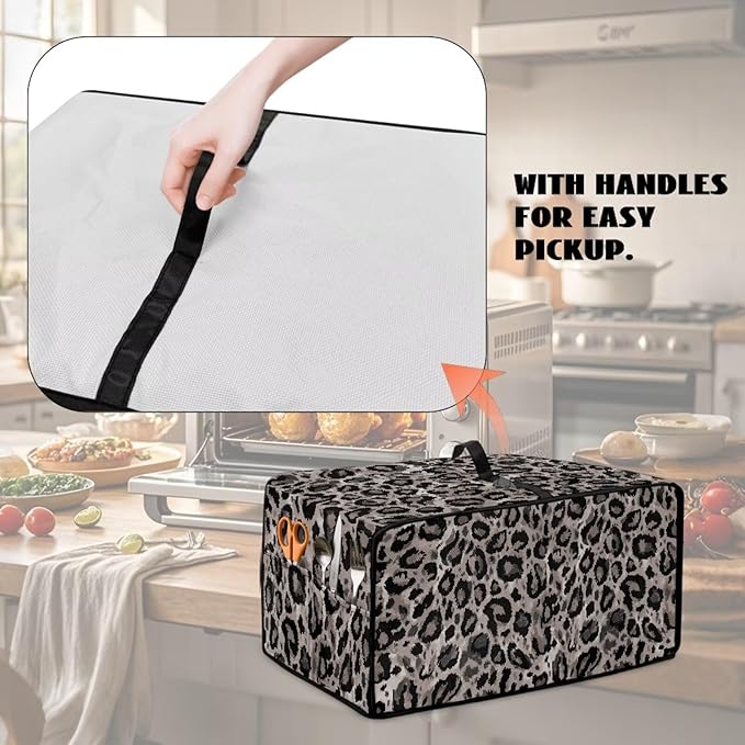 Doojoayie Leopard Toaster Dust Cover Compatible with 8 Slice Toaster Dust Protection Cover Kitchen Decoration Small Appliance Protector Leopard Print