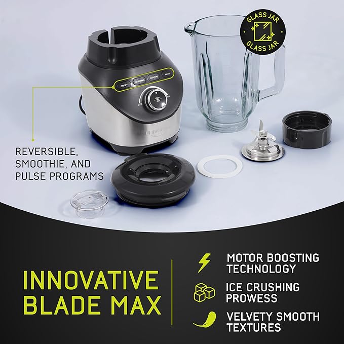 Universal 1500 Peak Watt Turbo Elite Max Blender 71oz - 9-cup / 2.1 Liter Glass Pitcher 3 Speed Settings with Powerful 6 Stainless Steel Blades Premium Blender for Smoothies Domestic Use