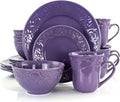 Unknown1 Lavender Field 16-Piece Dinnerware Set Purple Textured Casual Round Stoneware 16 Piece Microwave Safe Medium