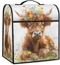 Kitchen Aid Mixer Cover Florals Highland Flower Cow Stand Mixer Cover Compatible with 6-8 Quarts Stand Mixers Dust Covers with Zipper Pocket Foldable Washable Kitchen Aid Organizer Bag