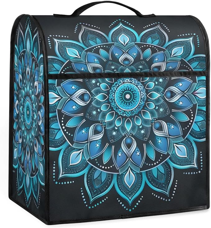 cfpolar Kitchen Aid Mixer Cover Compatible with 6-8 Quarts Ethnic Mandala Blue Floral Stand Mixer Cover Kitchen Aid Mixers Accessories Appliance Organizer Bag Dust Covers with Zipper Pocket