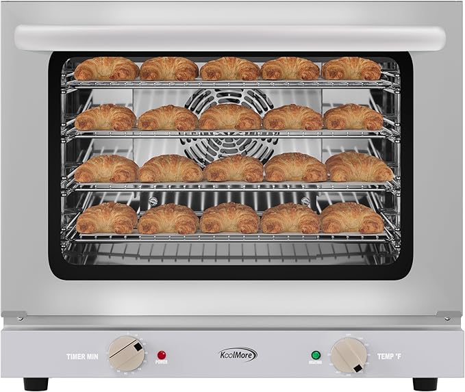KoolMore 23 in. Countertop Convection Oven for Half-Size Pans with 4 Racks and 2800W of Power in Stainless-Steel - 208/240V 2.3 cu. ft. ETL Listed (KM-CTCO220-23)