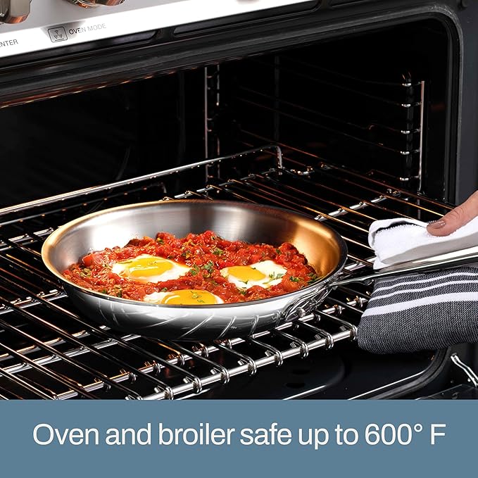 All-Clad D3® Stainless Steel 10 inch Frying Pan Covered- Made in the USA- The Original Bonded Professional Cookware- Oven Safe &amp Induction Compatible