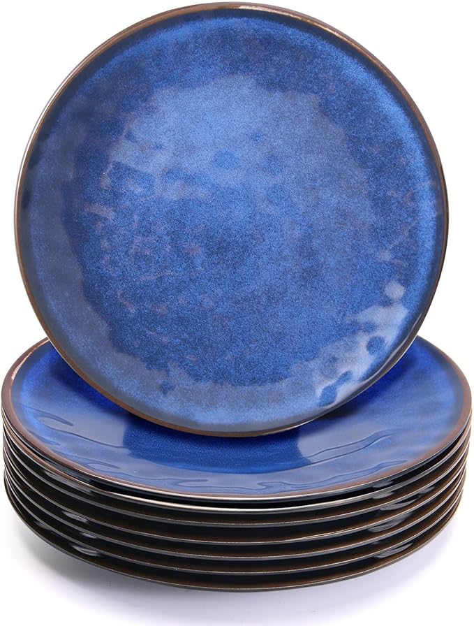 11Inch Blue Melamine Dinner Plates Set of 8BPA Free Non-Toxic Food Grade Unbreakable Dishwasher SafeShatter Chip ResistantLightweight Reusable for Kitchen Picnic Camping Restaurant