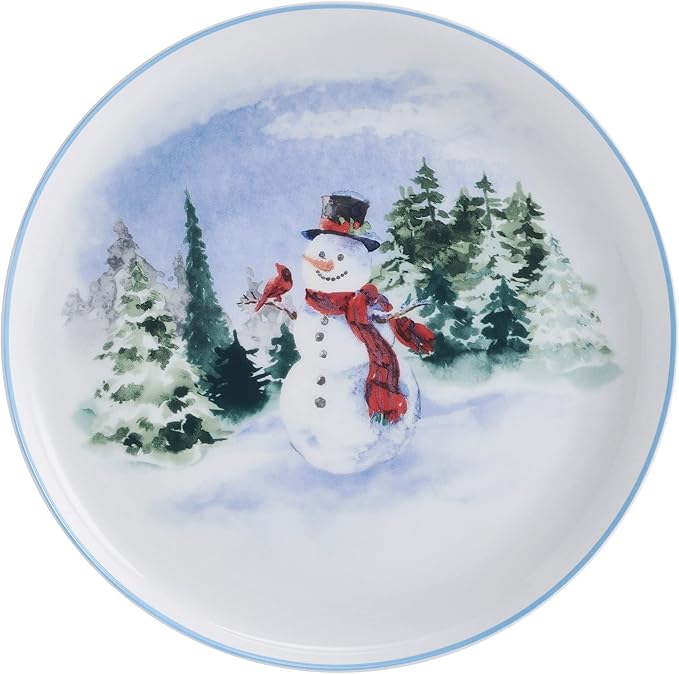 Mikasa Snowman Forest Chip Resistant 12 Piece Dinnerware Set Service for 4