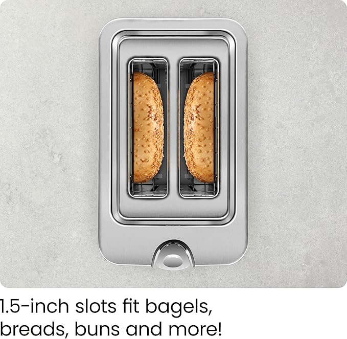 Chefman 2-Slice Digital Toaster Pop-Up Stainless Steel Extra-Wide Slots For Bagels Defrost Reheat Cancel Functions Removable Crumb Tray