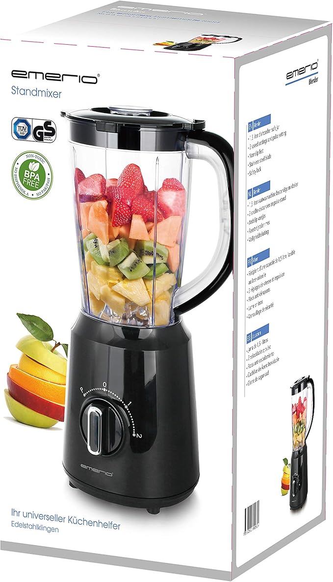 Emerio Standmixer 1.5L Behälter BPA Frei Schwarz Black BL-12816.8