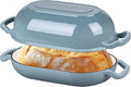 Enameled Cast Iron Sourdough Bread Oven Dutch Oven Loaf Cast Iron Bread Pan for Homemade Bread Baking Meatloaf Pan with Lid 5QT Sea Salt