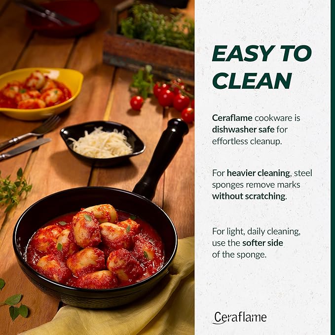 Real Ceramic Non-Scratchable Non-Toxic Cookware Set – Oven Safe up to 1200°F Stovetop Agnostic Dishwasher Safe Long-Lasting and Lightweight – PFAS PTFE PFOA PFOS-Free – Matte Rosemary