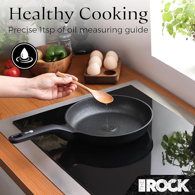 THE ROCK 1TSP 13PCS Cookware Set – Pots and Pans Set Non Stick with ROCK.TEC – Nothing Sticks Never Warps Lasts Longer – Healthy Multifunctional All-in-One Fry Pan Saucepan Stockpot &amp More