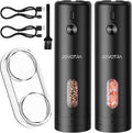 Electric Salt and Pepper Grinder Set Rechargeable Automatic Salt and Pepper Shakers with 6 Adjustable Coarseness Christmas Gift Larger Capacity LED Light One-Handed Operation 2 Packs