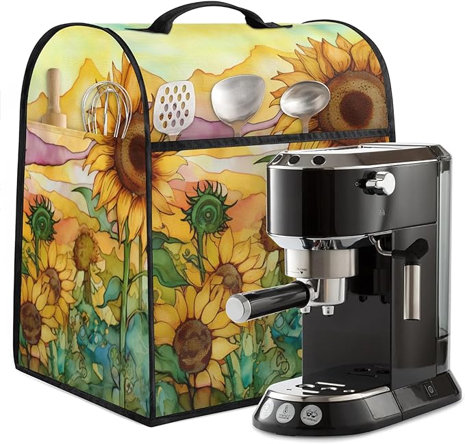 cfpolar Kitchen Aid Mixer Cover Compatible with 6-8 Quarts Watercolor Sunflower Plant Stand Mixer Cover Kitchen Aid Mixers Accessories Appliance Organizer Bag Dust Covers with Zipper Pocket