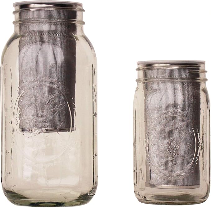 Cold Brew Coffee Maker | Stainless Steel 80 Micron Mesh Cold Brew Coffee Filter | Fits Both Quart &amp Half Gallon Wide Mouth Mason Jars | Also For Hot Iced &amp Sun Tea