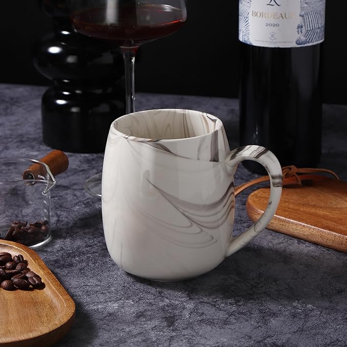 Marble Pattern Dinnerware Set 16 Piece Ceramic Dishes and Mugs Modern Swirl Design Beige and Brown