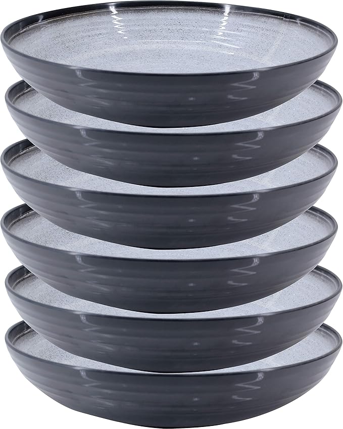 UNIWARE BPA-Free Dishwasher Safe Eco Friendly 100% Melamine Dinnerware Set of 6 Best for Indoor and Outdoor Party (12 Salad Bowl)
