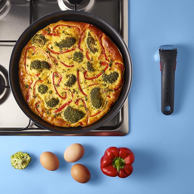 Tefal Ingenio Easy On 10 Piece Set Pots &amp Pans Set Stackable Easy Cleaning Non-Stick Coating Removable Handle Heat Indicator All Hobs Compatible Except Induction L1599143