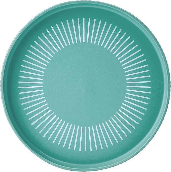 Darbie Angell Mod Teal 12 Piece Durable Stoneware Dinnerware Set Service for 4 Plate and Bowl Set with High Rims Modern Tableware