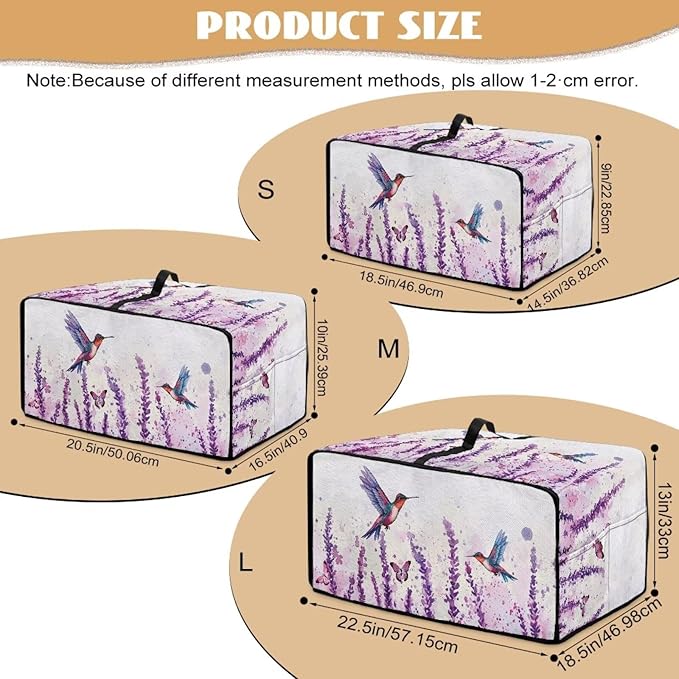 Lavender Hummingbirds Dustproof Toaster Cover with Side Pocket – Fits Most Standard Toasters Microwave Cover &amp Small Appliance Protector Cute Kitchen Decor Gift - S