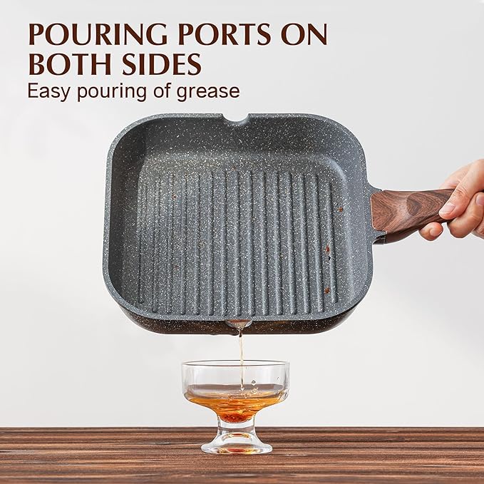 SENSARTE Nonstick Cookware Set 13-PieceStay-Cool Handles9.5 Inch Nonstick Grill PanDurable Skillet
