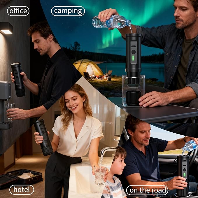 Portable Espresso Machine with Folding Stand20 Bar Self-Heating Coffee Maker3-Min Fast Heat7500mAh for 5 Cups Cold Water/400+ Hot Brews Work with NS Capsules &amp Grounds for TravelHikingOffice