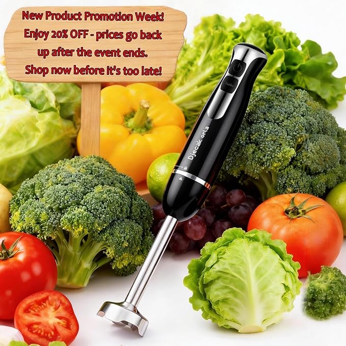 700W Upgraded Blender with 20-Speed Settings Food Processor Emulsion Blender Handheld Milk Frother Handheld Batidora De Mano Electrica for Kitchen Appliances Black