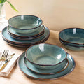 AmorArc Ceramic Dinnerware SetsHandmade Reactive Glaze Stoneware Plates and Bowls SetsHighly Scratch Resistant | Dishwasher &amp Microwave Safe Dishes SetService for 4 (12pc)