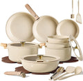 CAROTE 25PCS Ceramic Cookware Set Pots and Pans set Non Stick RV Kitchen Cooking Set Removable Handles Oven Safe Induction Cookware Non-toxic Kitchen Cooking Set PFAS and PFOA Free