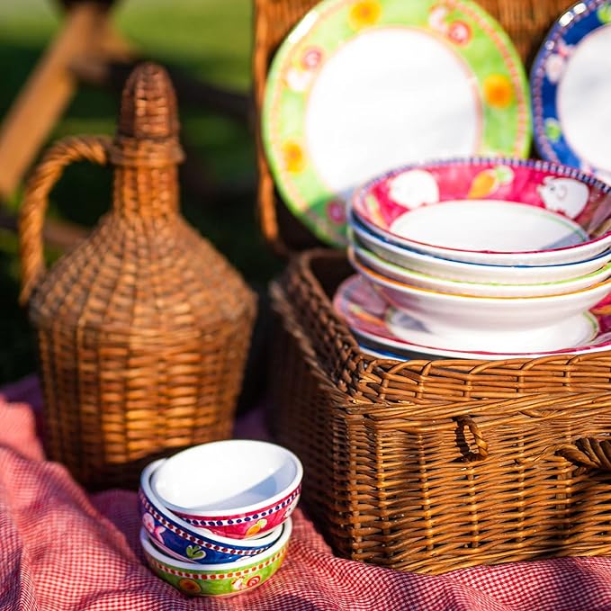 Vietri Melamine Campagna Gallina 4-Pc Dinnerware Set - Cereal/Pasta Bowls Salad/Dinner Plates