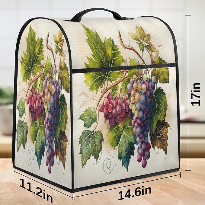 cfpolar Kitchen Aid Mixer Cover Compatible with 6-8 Quarts Painting Fruit Grape Stand Mixer Cover Kitchen Aid Mixers Accessories Appliance Organizer Bag Dust Covers with Zipper Pocket