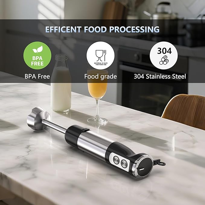 Immersion Blender Handheld 3 in 1 Hand Mixer Electric Handheld for Kitchen Corded Stick Hand Emulsion Blender with Whisk and Milk Frother for Baby Food Smoothie Puree Soup Sauces