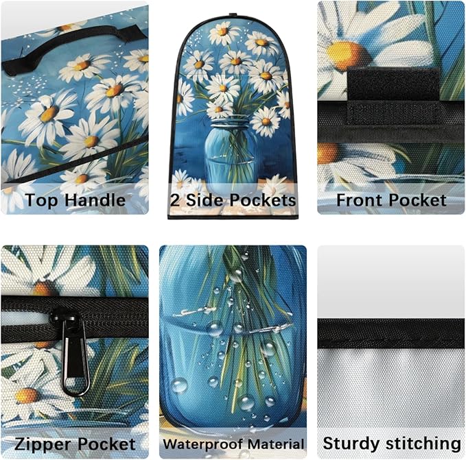 cfpolar Kitchen Aid Mixer Cover Compatible with 6-8 Quarts Daisy Oil Painting Flower Stand Mixer Cover Kitchen Aid Mixers Accessories Appliance Organizer Bag Dust Covers with Zipper Pocket