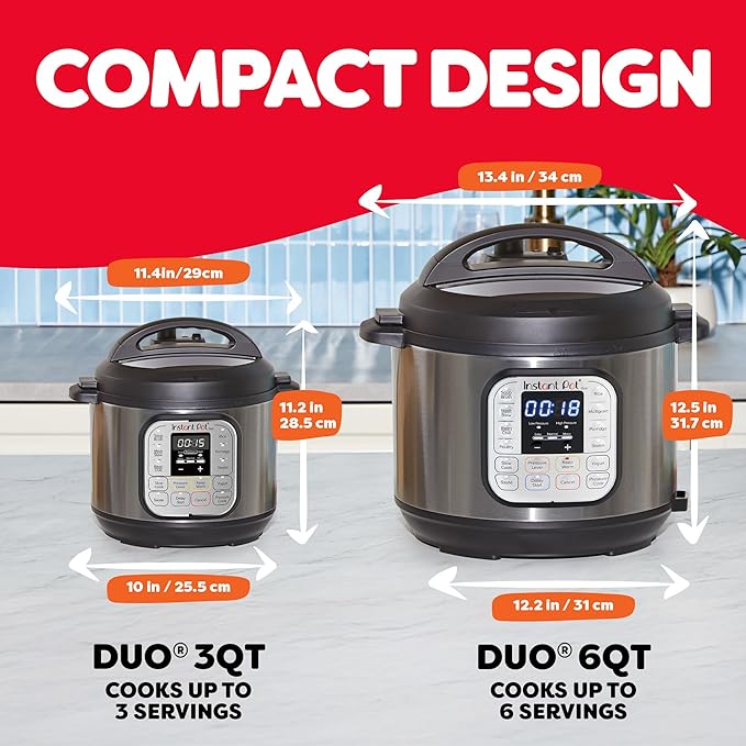 Instant Pot Duo 7-in-1 Mini Electric Pressure Cooker Slow Rice Cooker Steamer Sauté Yogurt Maker Warmer &amp Sterilizer Includes Free App with over 1900 Recipes Stainless Steel 3 Quart