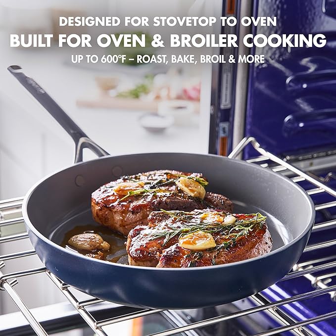 GreenPan GP5 Hard Anodized Healthy Ceramic Nonstick 9.5” and 11” Frying Pan Skillet Set 8-in-1 Programmable 6QT Electric Slow Cooker 5-Piece Cooking Utensil Set PFAS &amp PFOA-Free Blue