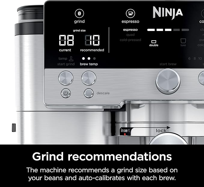 Ninja R-ES601 Luxe Café Premier Series Espresso Machine Drip Coffee Cold Brew Grinder Tamper Frother Silver (Renewed)