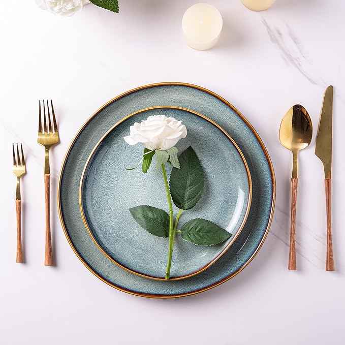 AmorArc Ceramic Dinnerware SetsHandmade Reactive Glaze Plates and Bowls SetsHighly Chip and Crack Resistant | Dishwasher &amp Microwave Safe Dishes Set Service for 6 (30pc)